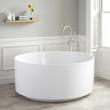 55" Dempsey Round Acrylic Freestanding Tub - White Drain Kit with Foam, , large image number 0