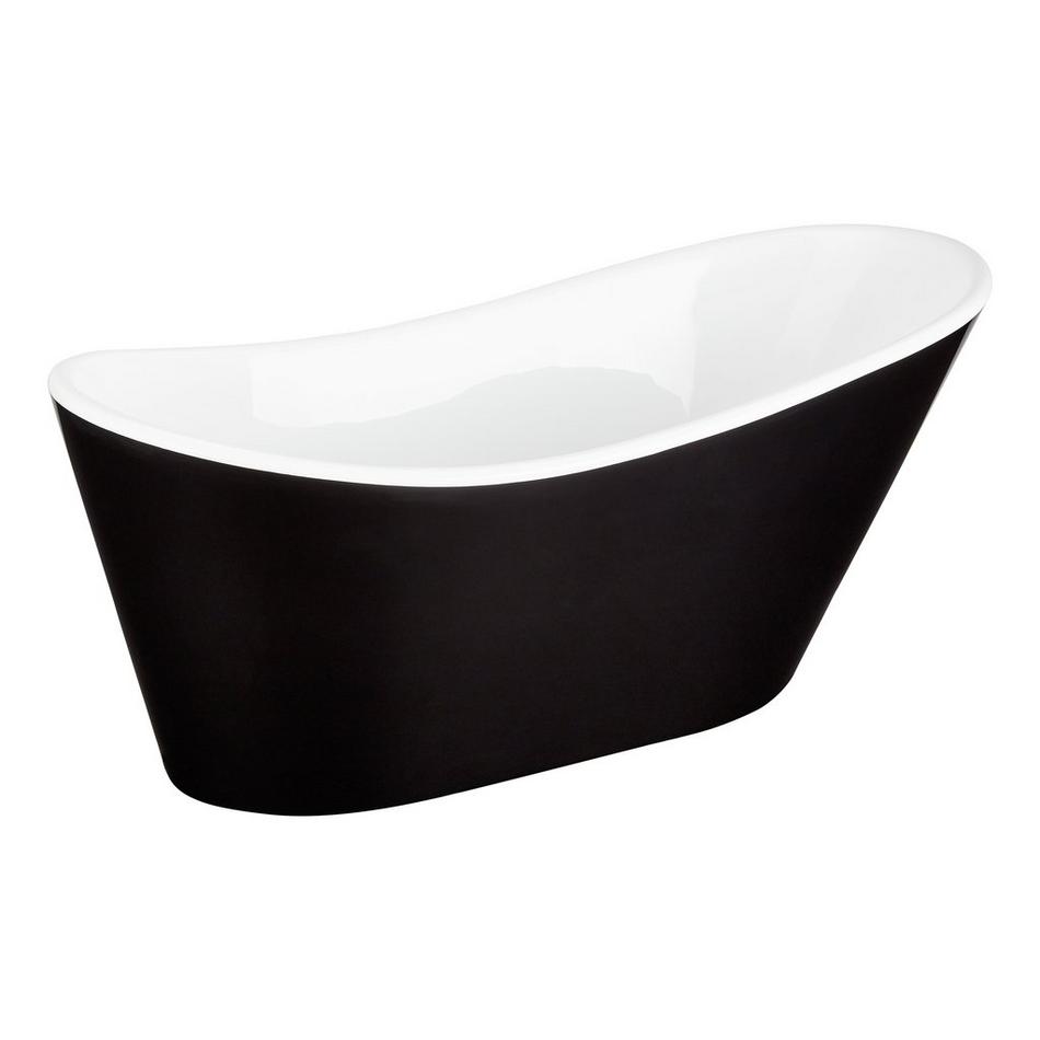 67" Saunders Black Acrylic Freestanding Tub - White Drain Kit with Foam, , large image number 1