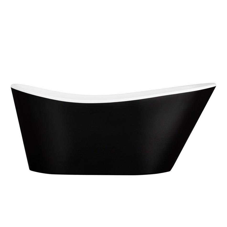 67" Saunders Black Acrylic Freestanding Tub - White Drain Kit with Foam, , large image number 2
