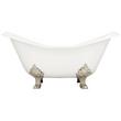 61" Bellbrook Cast Iron Clawfoot Slipper Tub - Chrome Lion Paw Feet - No Tap Holes, , large image number 1