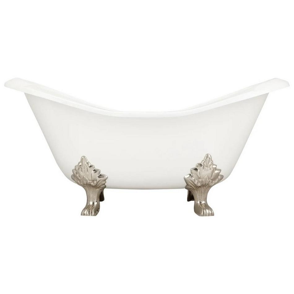 61" Bellbrook Cast Iron Clawfoot Slipper Tub - Polished Nickel Lion  Feet - No Tap Holes, , large image number 1