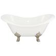 61" Bellbrook Cast Iron Clawfoot Slipper Tub - Brushed Nickel Lion Paw Feet - No Tap Holes, , large image number 4