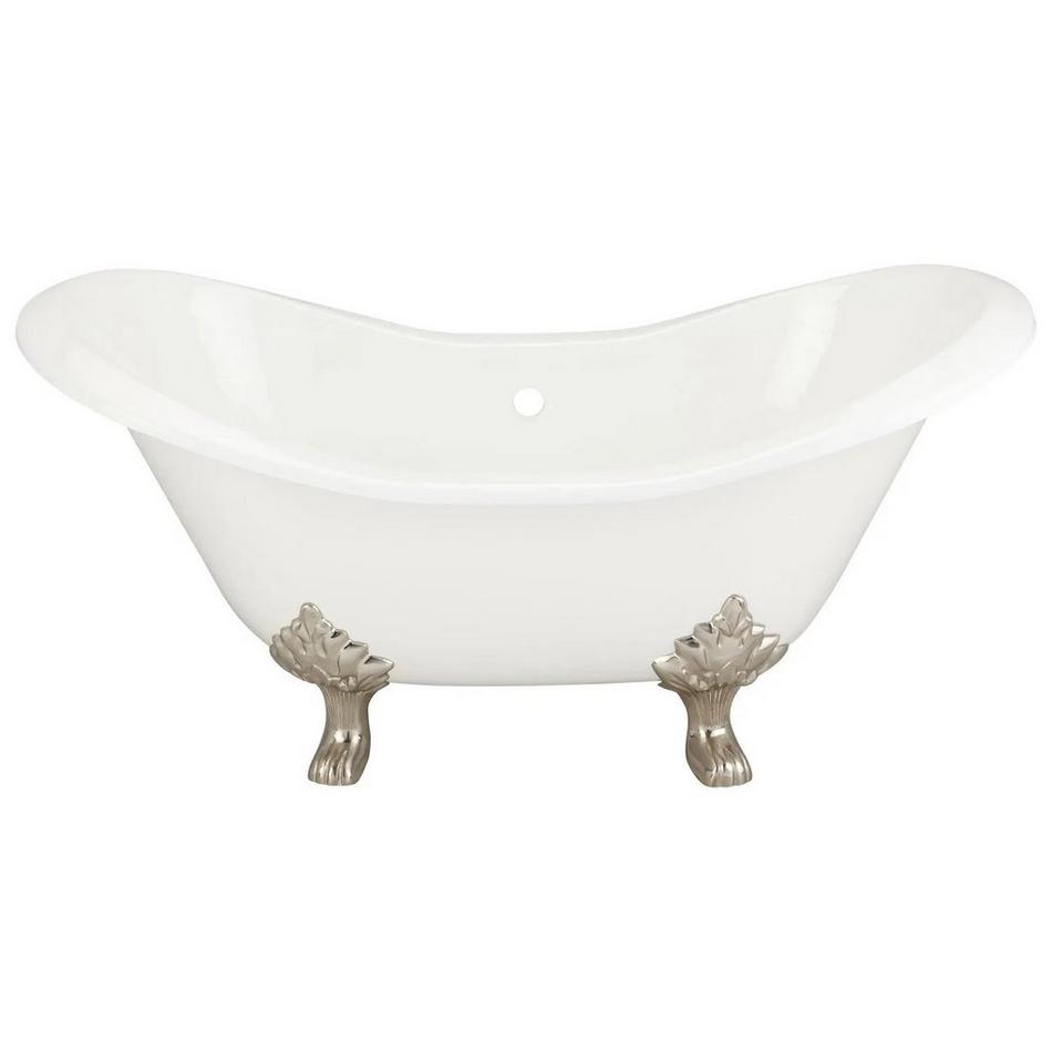 61" Bellbrook Cast Iron Clawfoot Slipper Tub - Polished Nickel Lion  Feet - No Tap Holes, , large image number 4