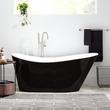 71" Saunders Black Acrylic Freestanding Tub - White Drain Kit with Foam, , large image number 0