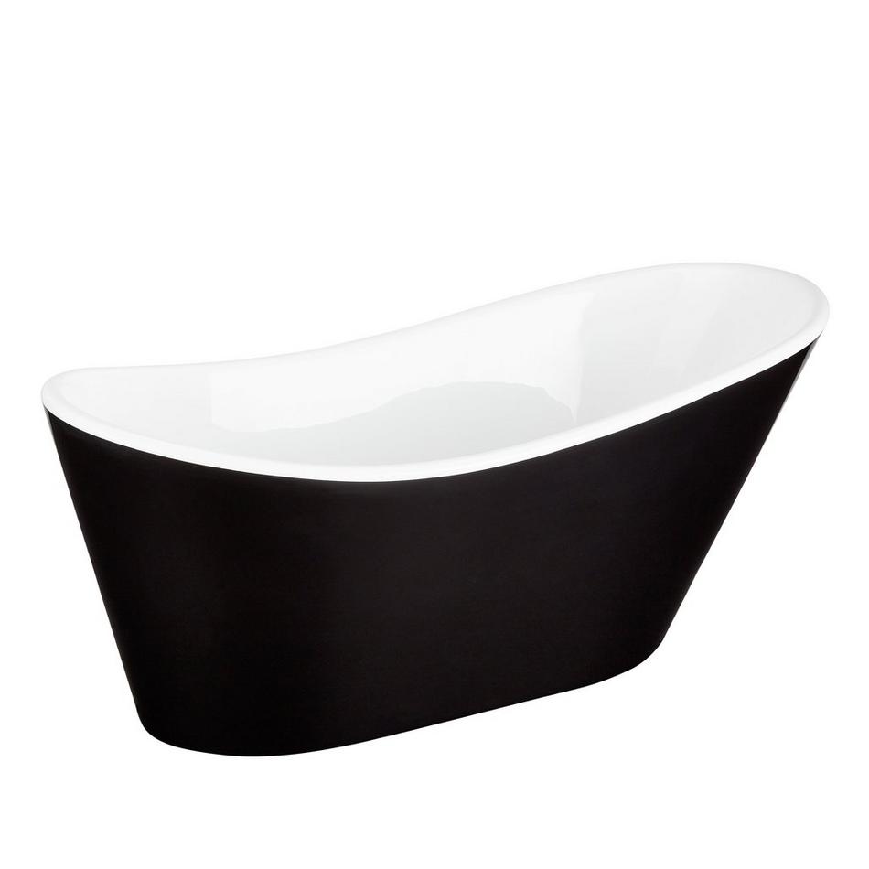71" Saunders Black Acrylic Freestanding Tub - White Drain Kit with Foam, , large image number 1