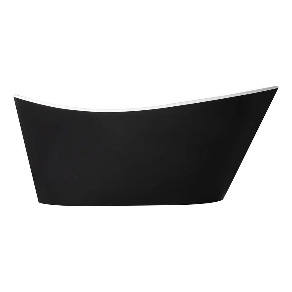71" Saunders Black Acrylic Freestanding Tub - White Drain Kit with Foam, , large image number 2