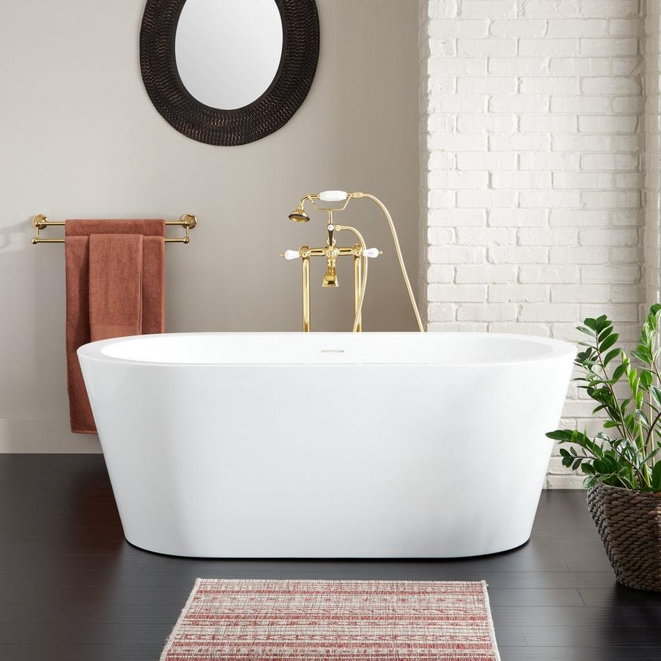 61" Leith Acrylic Freestanding Tub - White Drain Kit with Foam, , large image number 0