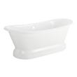 71" Frayser Cast Iron Double-Slipper Pedestal Tub - Rolled Rim - Brushed Nickel Drain Kit, , large image number 0