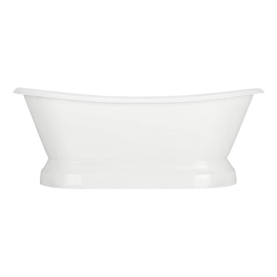 71" Frayser Cast Iron Double-Slipper Pedestal Tub - Rolled Rim - Brushed Nickel Drain Kit, , large image number 1
