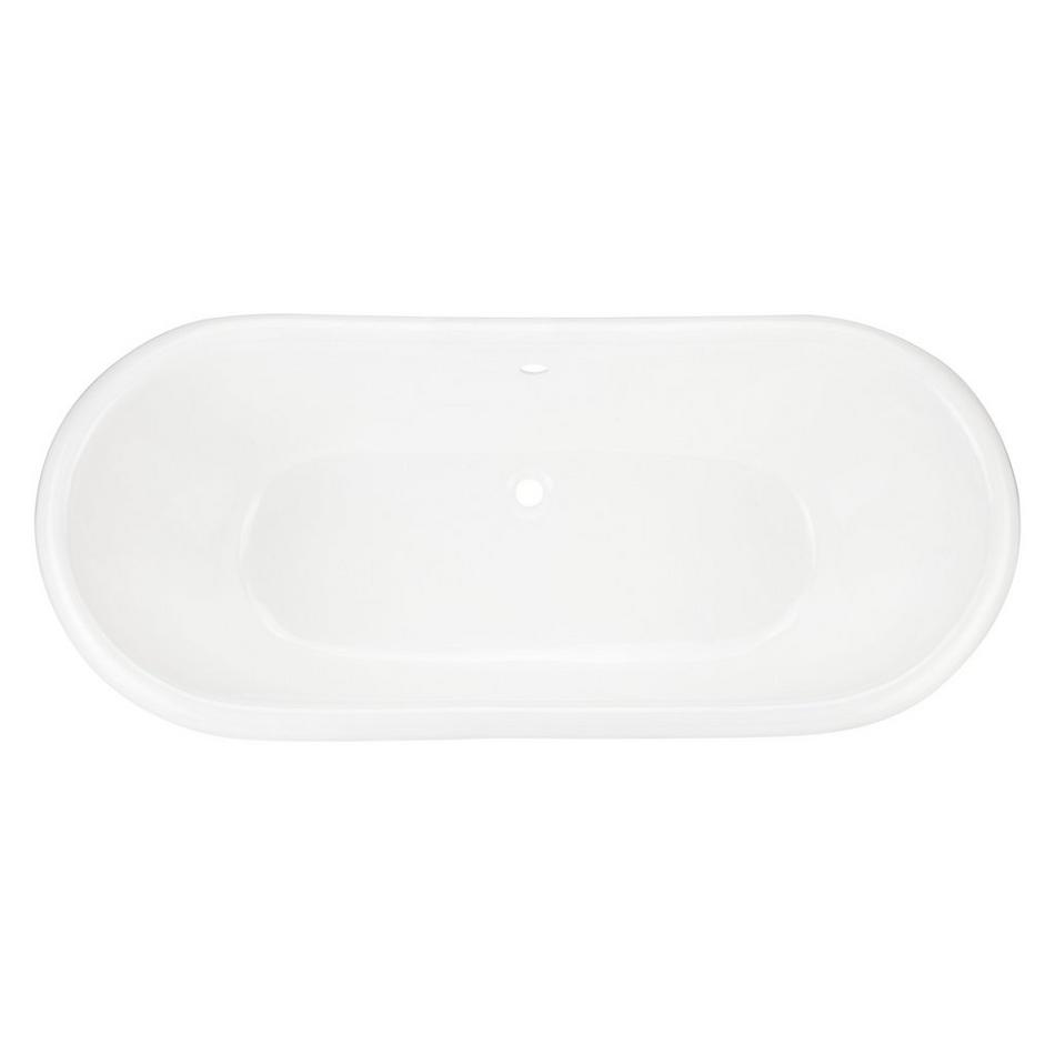 71" Frayser Cast Iron Double-Slipper Pedestal Tub - Rolled Rim - Brushed Nickel Drain Kit, , large image number 4
