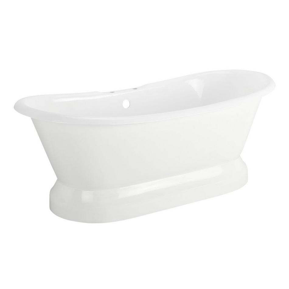 71" Frayser Cast Iron Double-Slipper Pedestal Tub - 7" Rim Holes - Black Drain Kit, , large image number 0