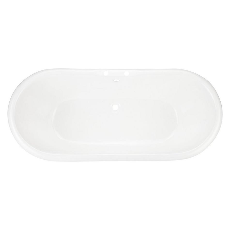 71" Frayser Cast Iron Double-Slipper Pedestal Tub - 7" Rim Holes - Black Drain Kit, , large image number 4