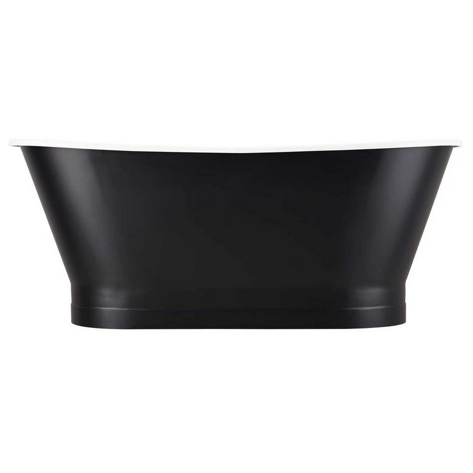 67" Kateryn Bateau Cast Iron Skirted Tub - Black - Black Daisy Wheel Overflow, , large image number 1