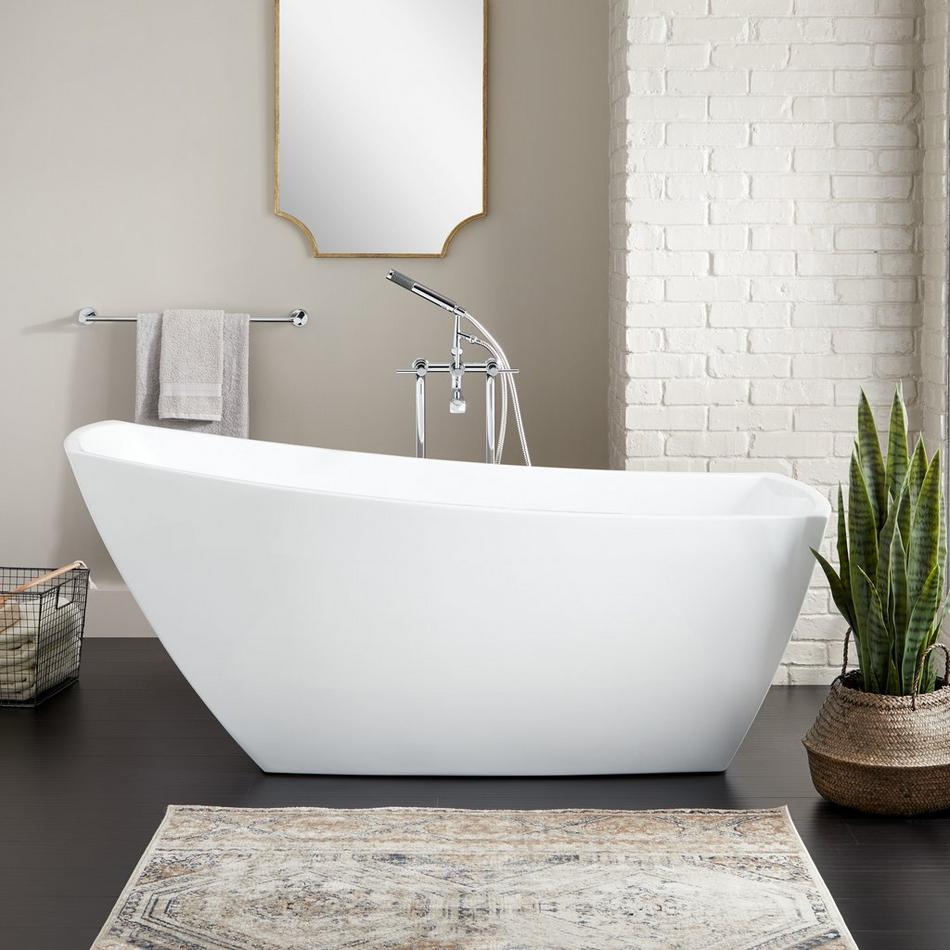 67" Glendora Acrylic Freestanding Tub - White Drain Kit with Foam, , large image number 0
