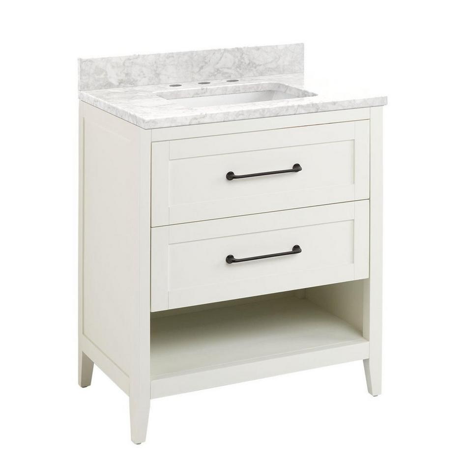 30" Burfield Vanity for Rectangular Undermount Sink - White - Carrara Marble 8" - White Sink, , large image number 0