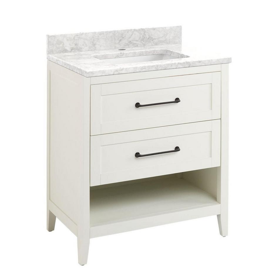 30" Burfield Vanity for Rectangular Undermount Sink - White - Carrara Marble Single Hole -White, , large image number 0