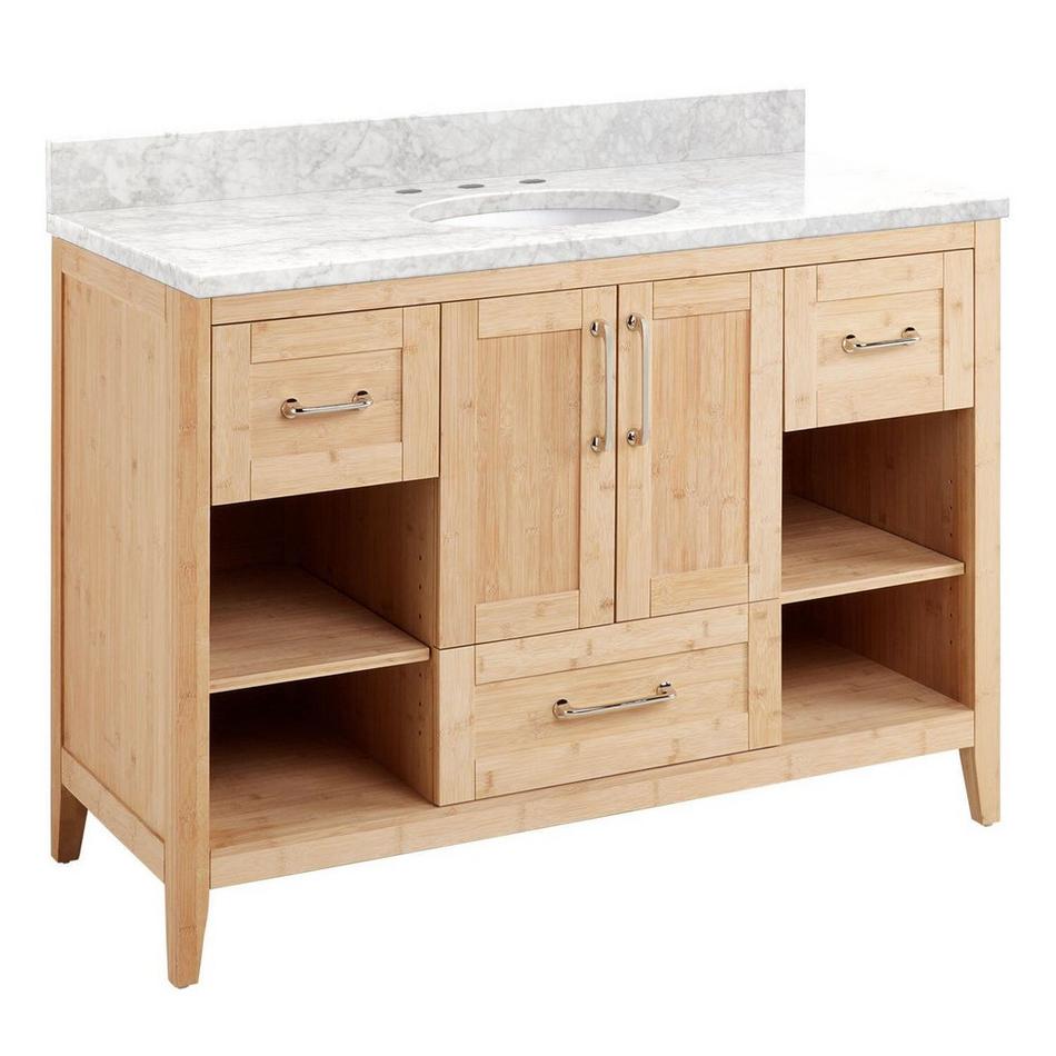 48" Burfield Vanity for Undermount Sink - Natural Bamboo - Carrara Marble 8" - White Sink, , large image number 0