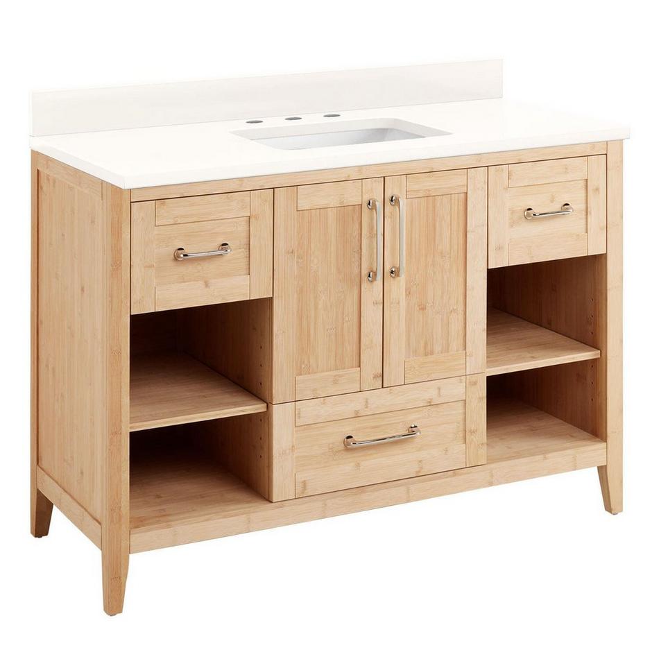 48" Burfield Vanity for Rect Undermount Sink - Natural Bamboo - Arctic White 8" - White Sink, , large image number 0