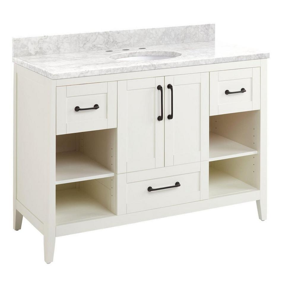 48" Burfield Vanity for Undermount Sink - White - Carrara Marble 8" - White Sink, , large image number 0