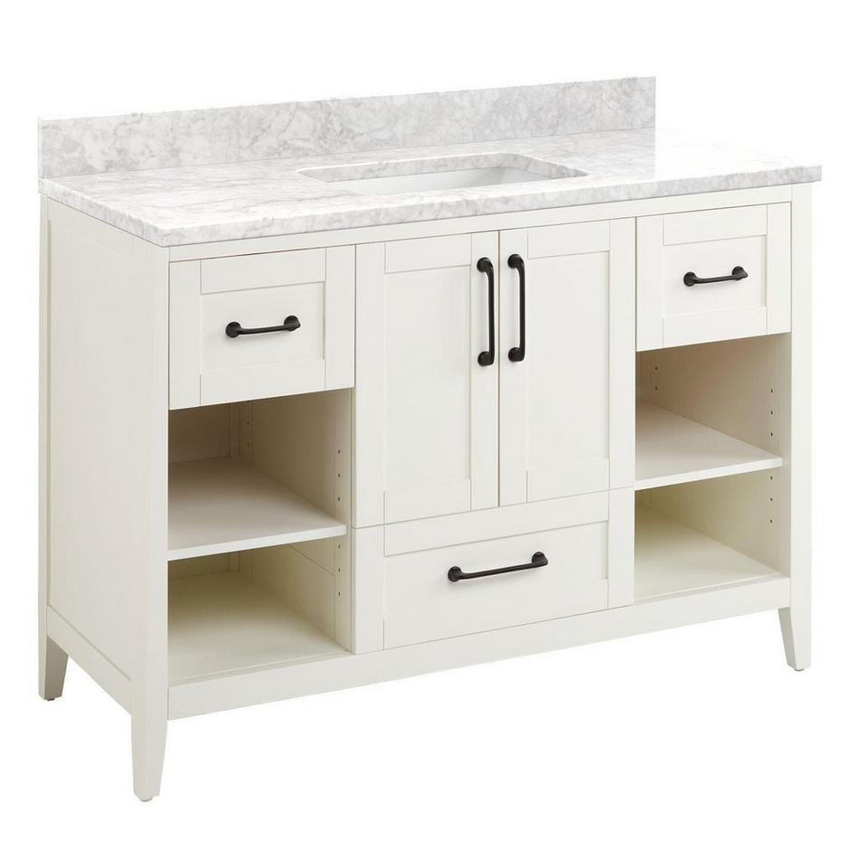 48" Burfield Vanity for Rectangular Undermount Sink - White - Carrara Marble No Hole - White Sin, , large image number 0