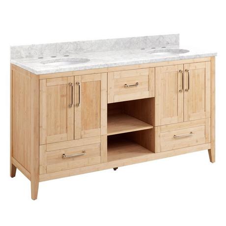 60" Burfield Bamboo Double Vanity for Undermount Sinks - Natural Bamboo
