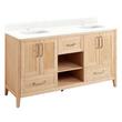 60" Burfield Dbl Vanity for Rect Undrmnt Sinks - Natural Bamboo - Feathered White 1 Hole-White S, , large image number 0