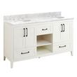 60" Burfield Double Vanity for Undermount Sinks - White - Carrara Marble 8" - White Sinks, , large image number 0