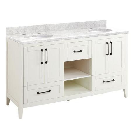 60" Burfield Double Vanity for Undermount Sinks - White