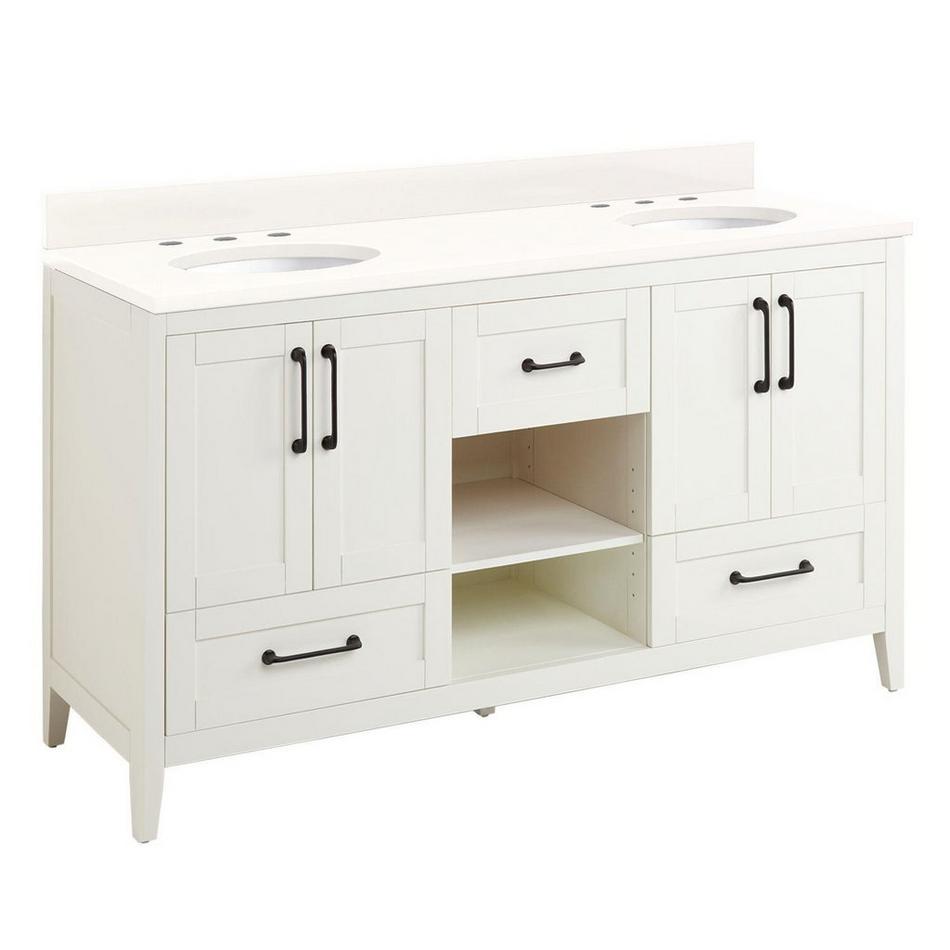 60" Burfield Double Vanity for Undermount Sinks - White - Arctic White 8" - White Sinks, , large image number 0
