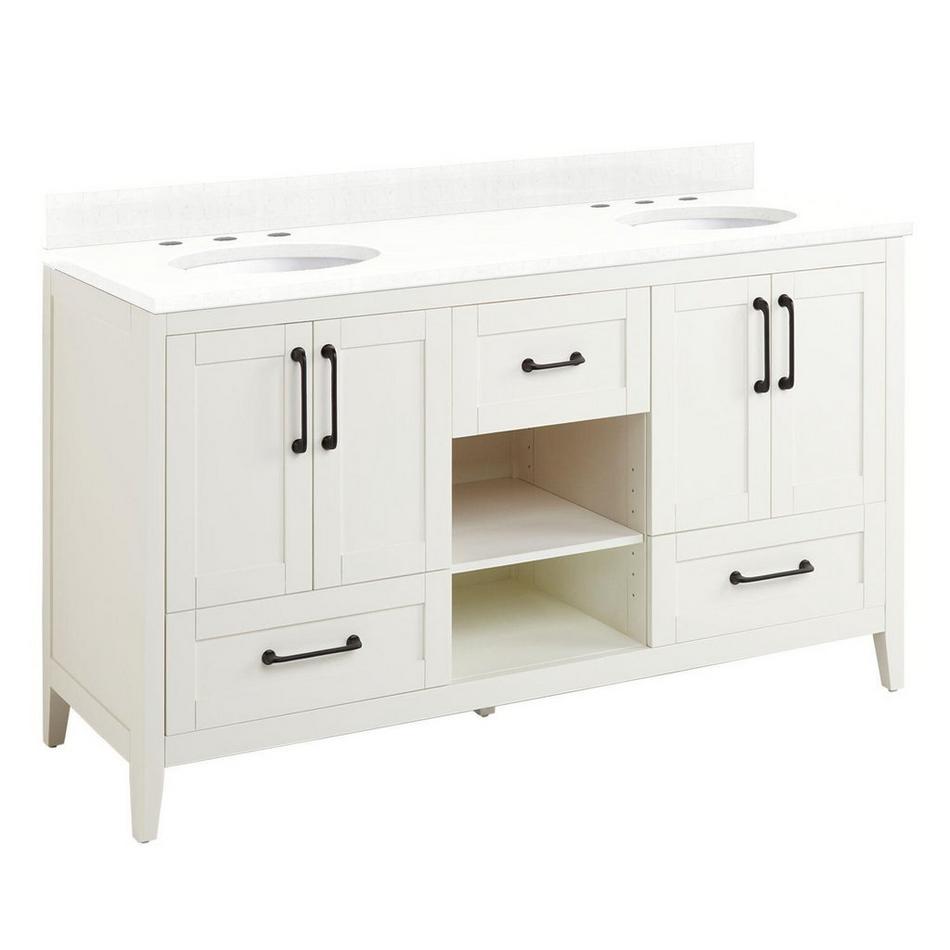 60" Burfield Double Vanity for Undermount Sinks - White - Feathered White 8" - White Sinks, , large image number 0