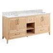 72" Burfield Double Vanity for Undermount Sinks - Natural Bamboo - Carrara Marble 8" - White Sin, , large image number 0