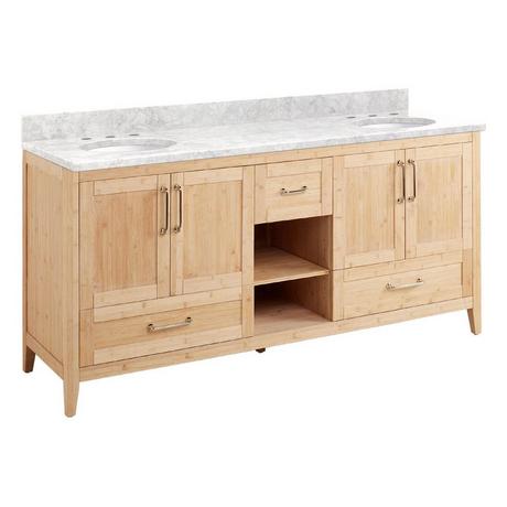 72" Burfield Bamboo Double Vanity for Undermount Sinks - Natural Bamboo