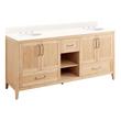 72" Burfield Double Vanity for Undermount Sinks - Natural Bamboo - Arctic White 8" - White Sinks, , large image number 0