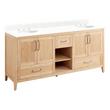 72" Burfield Double Vanity for Undermount Sinks - Natural Bamboo - Feathered White 8" - White Si, , large image number 0