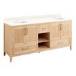 72" Burfield Dbl Vanity for Rect Undrmnt Sinks - Natural Bamboo - Arctic White 1 Hole - White Si, , large image number 0