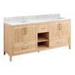 72" Burfield Dbl Vanity for Rect Undrmnt Sinks - Natural Bamboo - Carrara Single Hole - White Si, , large image number 0