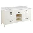 72" Burfield Double Vanity for Undermount Sinks - White - Carrara Marble 8" - White Sinks, , large image number 0