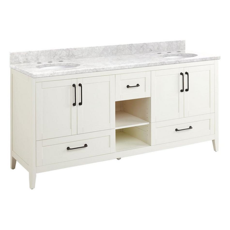 72" Burfield Double Vanity for Undermount Sinks - White - Carrara Marble 8" - White Sinks, , large image number 0
