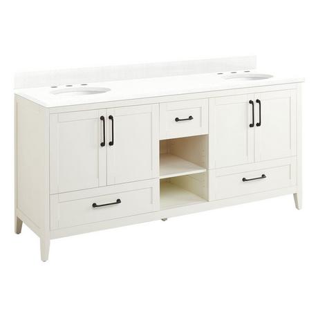 72" Burfield Double Vanity for Undermount Sinks - White