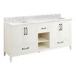 72" Burfield Dbl Vanity for Rect Undermount Sinks - White - Carrara Marble 8" - White Sinks, , large image number 0