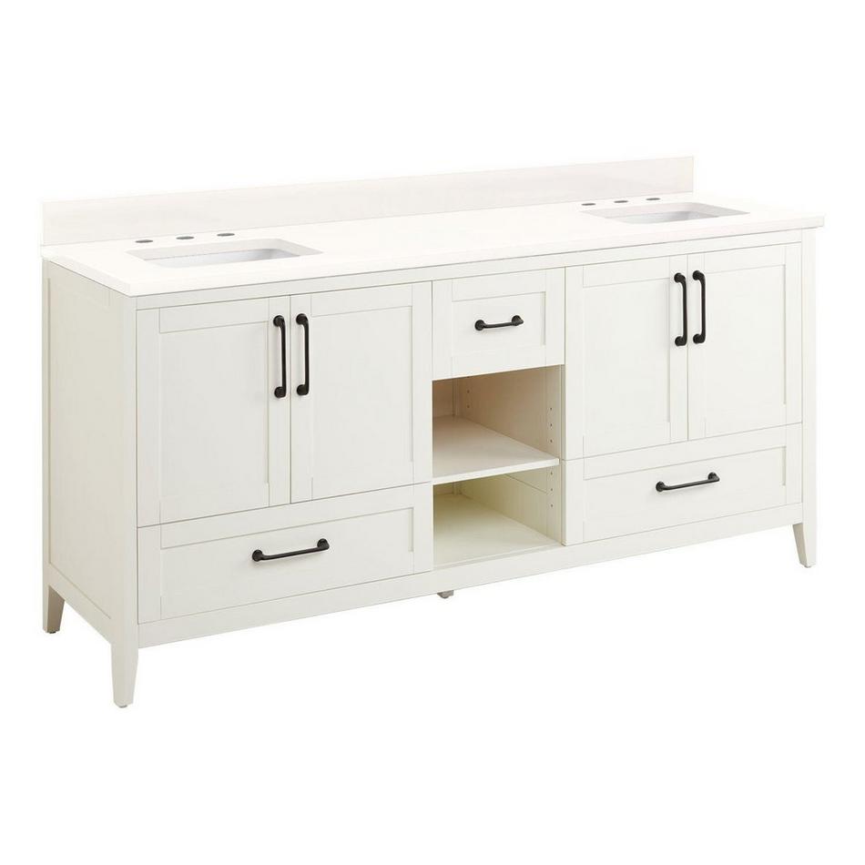 72" Burfield Dbl Vanity for Rect Undermount Sinks - White - Arctic White 8" - White Sinks, , large image number 0
