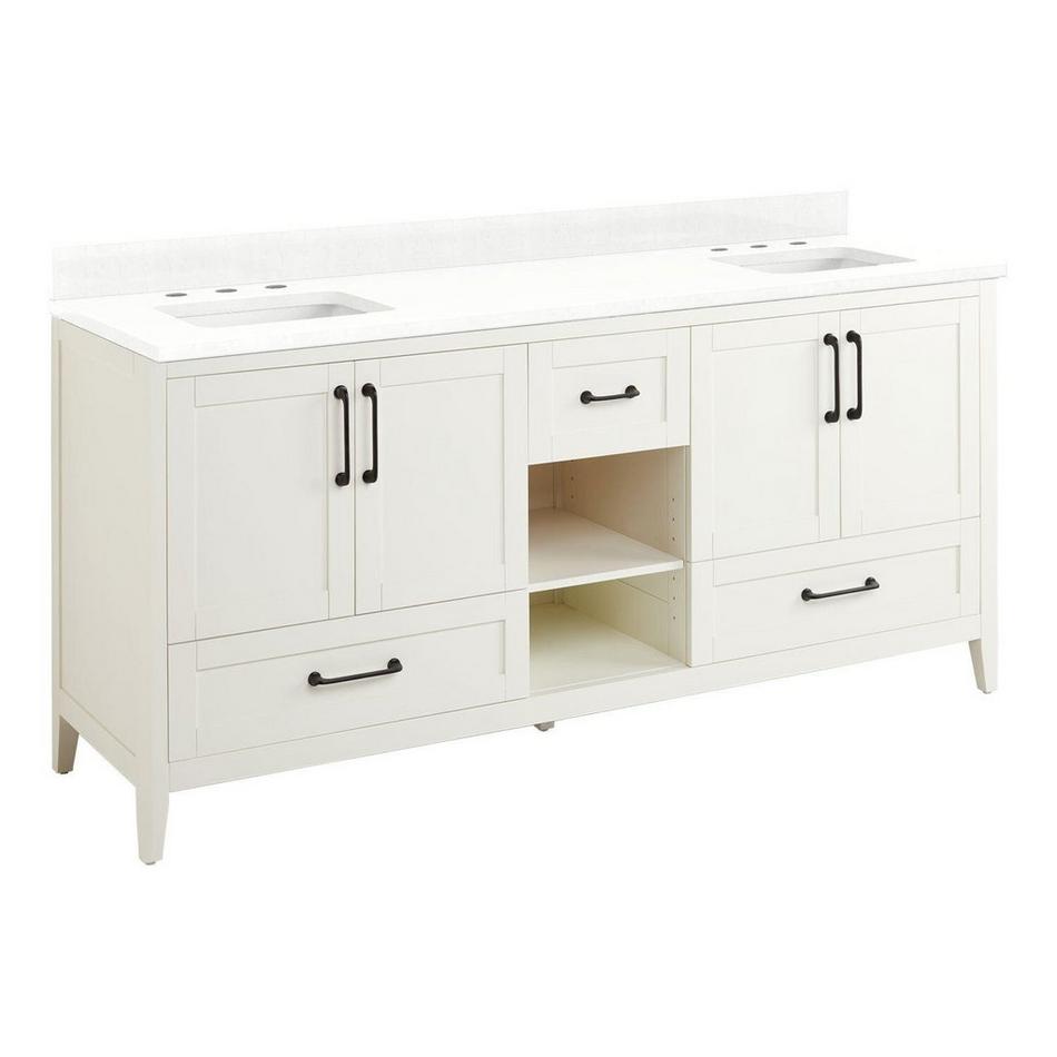 72" Burfield Dbl Vanity for Rect Undermount Sinks - White - Feathered White 8" - White Sinks, , large image number 0