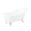 57" Erica Cast Iron Clawfoot Tub - Nickel Claw Feet / Rolled Rim / No Holes - Daisy Wheel Overflow, , large image number 0