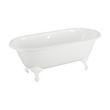 60" Sanford Cast Iron Clawfoot Tub - White Imperial Feet/No Tap Holes/Rolled Rim-Daisy Wheel Drain, , large image number 0