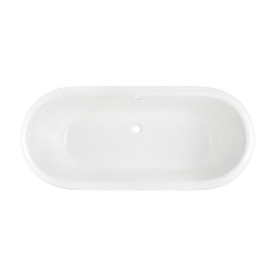 66" Sanford Cast Iron Clawfoot Tub - White Imperial Feet/No Tap Holes/Rolled Rim-Daisy Wheel Drain, , large image number 1