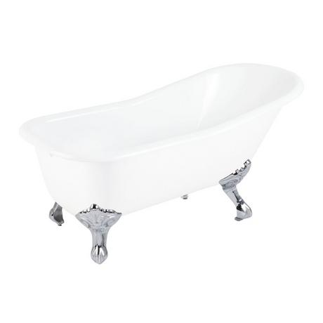 66" Goodwin Cast Iron Slipper Clawfoot Tub - Rolled Rim - Imperial Feet