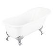 66" Goodwin Cast Iron Slipper Tub - Brushed Nickel Feet/Rolled Rim/No Tap Holes-Daisy Wheel Overflow, , large image number 1