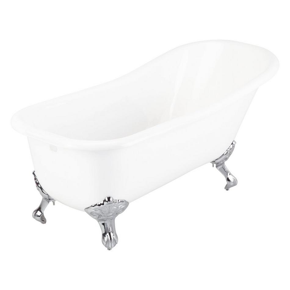 66" Goodwin Cast Iron Slipper Tub - Brushed Nickel Feet/Rolled Rim/No Tap Holes-Daisy Wheel Overflow, , large image number 1