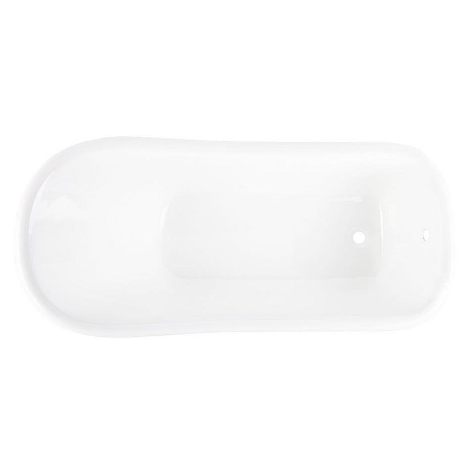 66" Goodwin Cast Iron Slipper Tub - Brushed Nickel Feet/Rolled Rim/No Tap Holes-Daisy Wheel Overflow, , large image number 2