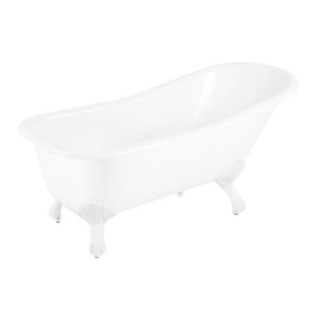 66" Goodwin Cast Iron Slipper Clawfoot Tub - Rolled Rim - Imperial Feet